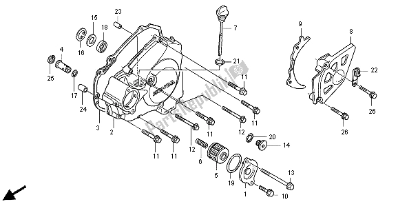 Todas las partes para L. Tapa Del Cárter de Honda CRF 250X 2004