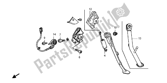 All parts for the Stand of the Honda VFR 800X 2013