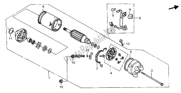 All parts for the Starting Motor of the Honda VT 600C 1996