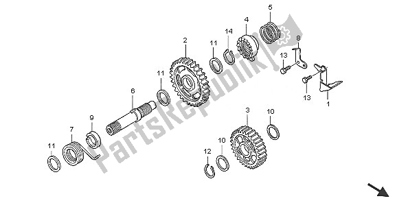 All parts for the Kick Starter Spindle of the Honda CRF 250X 2005