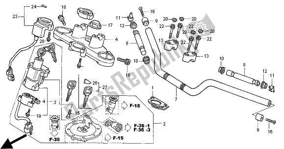 Todas las partes para Manejar Tubo Y Puente Superior de Honda NT 650V 2000