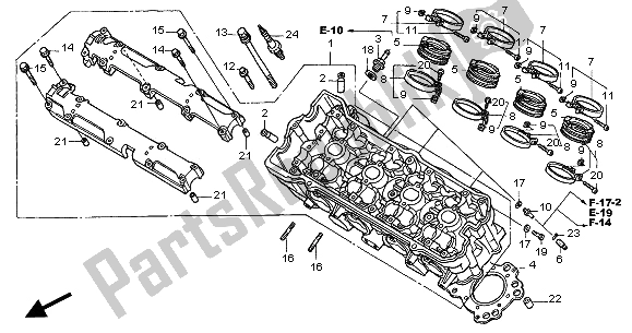 All parts for the Cylinder Head of the Honda CB 600F Hornet 2002