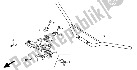 All parts for the Handle Pipe & Top Bridge of the Honda XR 600R 1993