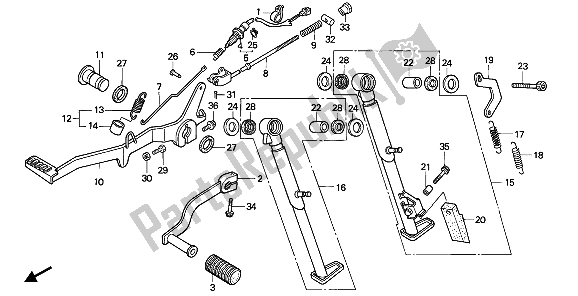 Tutte le parti per il Pedale Del Freno E Cambio Pedale del Honda NX 250 1989