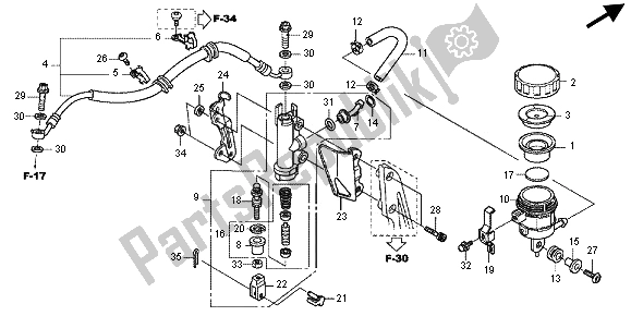 Alle onderdelen voor de Hoofdremcilinder Achter van de Honda CBR 1000 RR 2012
