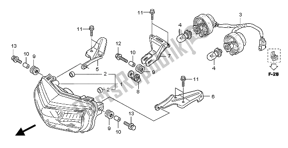 All parts for the Headlight of the Honda TRX 450 ER Sportrax 2009