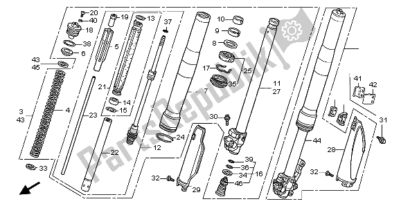 Todas las partes para Tenedor Frontal de Honda CR 125R 2004
