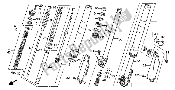 Todas las partes para Tenedor Frontal de Honda CR 125R 2004