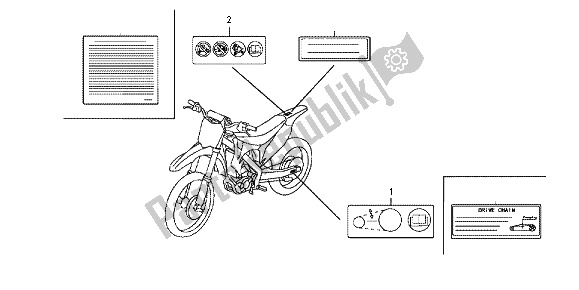 Alle onderdelen voor de Waarschuwingsetiket van de Honda CRF 250R 2013