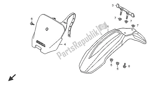 All parts for the Front Fender of the Honda CRF 70F 2005