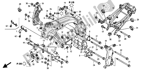 Alle onderdelen voor de Frame Lichaam van de Honda CB 600 FA Hornet 2013