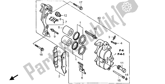 All parts for the Front Brake Caliper of the Honda XR 400R 2000