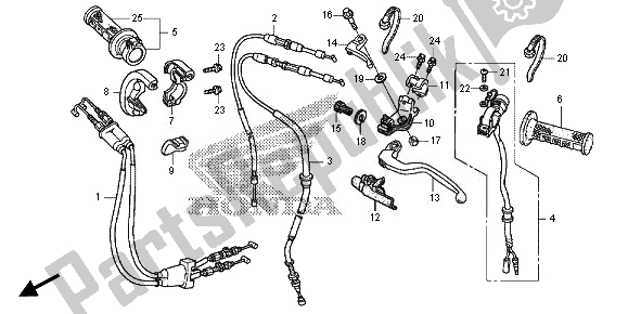 Tutte le parti per il Leva Leva - Interruttore - Cavo del Honda CRF 150R SW 2014