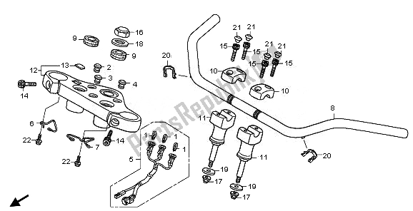 All parts for the Handle Pipe & Top Bridge of the Honda VT 750 CA 2008