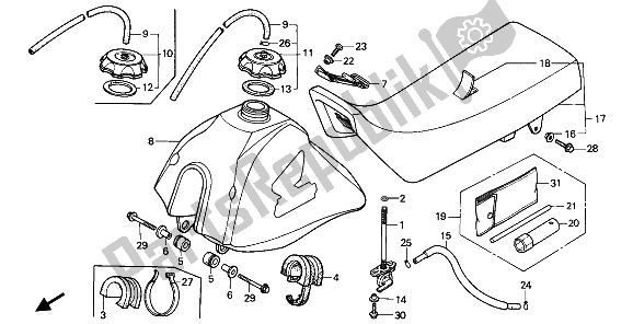 Toutes les pièces pour le Réservoir De Carburant Et Siège du Honda XR 80R 1992