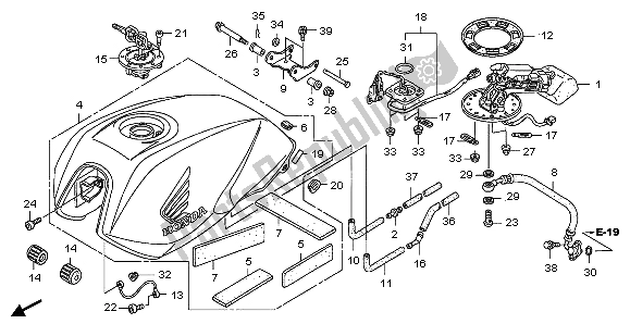 All parts for the Fuel Tank of the Honda CB 1300A 2007