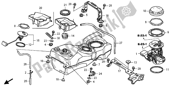 All parts for the Fuel Tank of the Honda GL 1800 2013