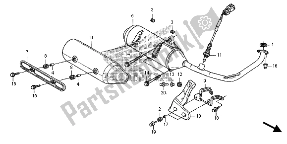 All parts for the Exhaust Muffler of the Honda FES 125A 2012