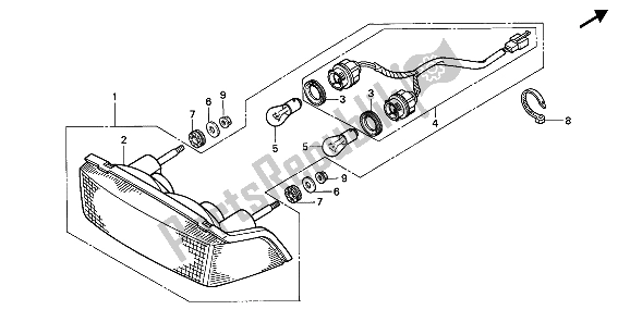 Tutte le parti per il Fanale Posteriore del Honda NTV 650 1988