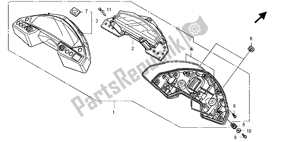 All parts for the Meter (kmh) of the Honda VFR 800X 2013