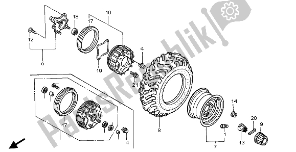 All parts for the Front Wheel of the Honda TRX 350 FE Fourtrax Rancher 4X4 ES 2002