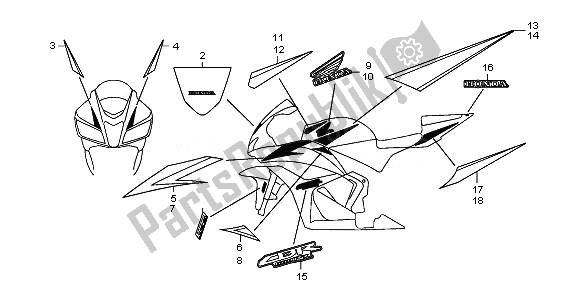 All parts for the Mark & Stripe of the Honda CBR 600 RR 2011