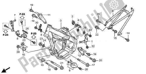 All parts for the Frame Body of the Honda CRF 450R 2010