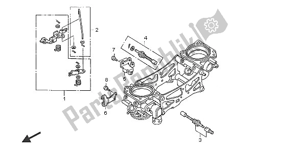 Tutte le parti per il Corpo Farfallato (parti Componenti) del Honda VTR 1000 SP 2005