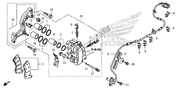 All parts for the Front Brake Caliper of the Honda VT 1300 CXA 2013