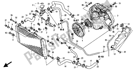 Alle onderdelen voor de Radiator van de Honda CB 600 FA Hornet 2013