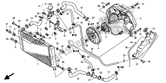 Alle onderdelen voor de Radiator van de Honda CB 600 FA Hornet 2013