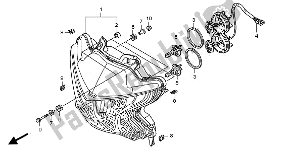 All parts for the Headlight of the Honda VFR 1200 FD 2011