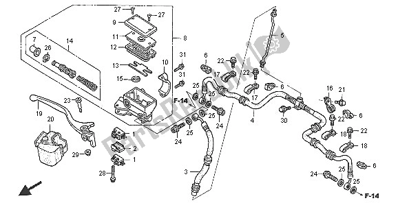 Alle onderdelen voor de Fr. Hoofdremcilinder van de Honda TRX 650 FA Fourtrax Rincon 2005