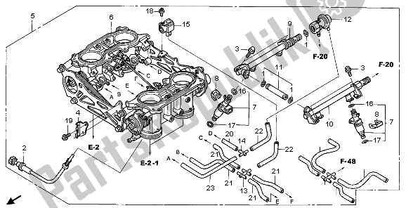 All parts for the Throttle Body (assy.) of the Honda ST 1300 2007
