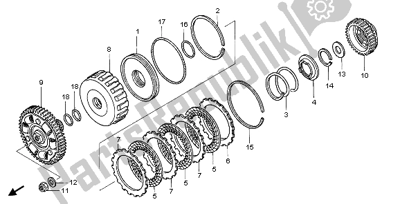 All parts for the Clutch (low) of the Honda TRX 650 FA Fourtrax Rincon 2003