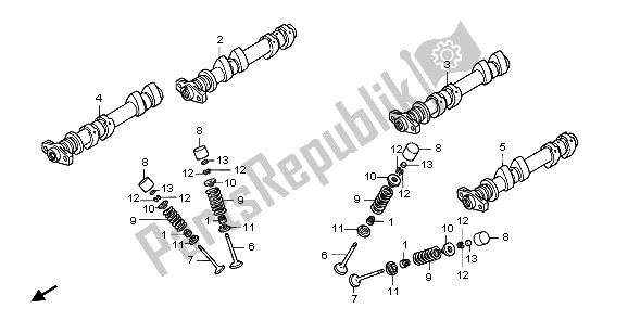 Toutes les pièces pour le Arbre à Cames Et Soupape du Honda ST 1300A 2006