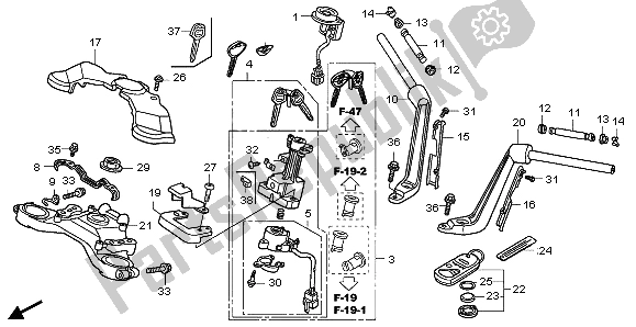 All parts for the Handle Pipe & Top Bridge of the Honda GL 1800 Airbag 2007