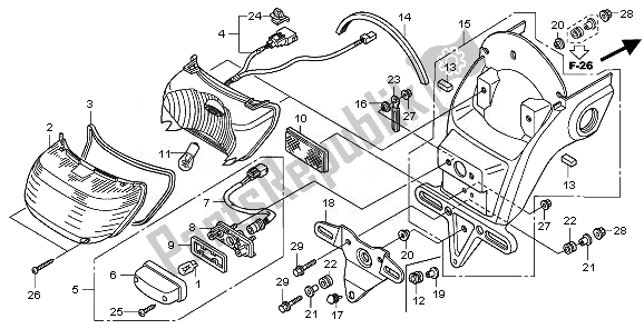 All parts for the Taillight of the Honda VT 750C2S 2010