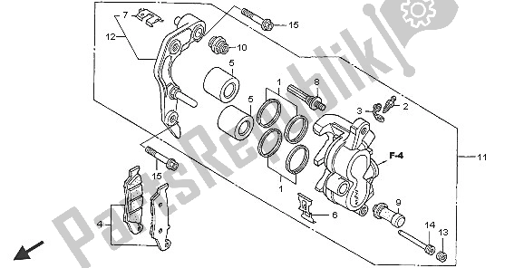 All parts for the Front Brake Caliper of the Honda CRF 450X 2005