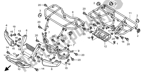 All parts for the Carrier of the Honda TRX 680 FA Fourtrax Rincon 2008