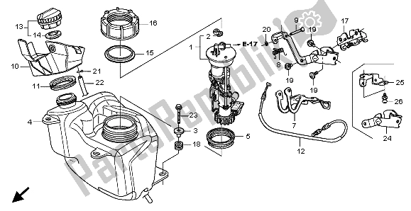 Alle onderdelen voor de Benzinetank van de Honda FES 125 2007