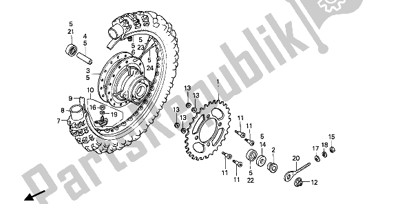 Todas las partes para Rueda Trasera de Honda XR 80R 1986