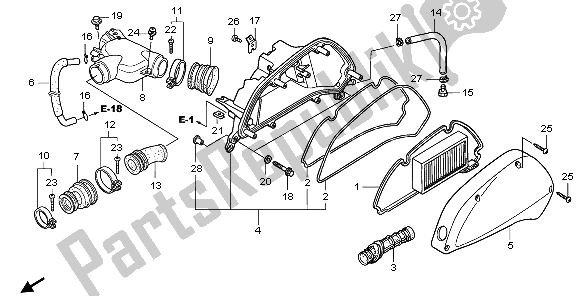 All parts for the Air Cleaner of the Honda SH 150 2007