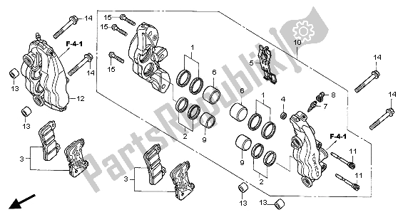 Wszystkie części do Zacisk Hamulca Przedniego Honda CBR 600 RR 2005