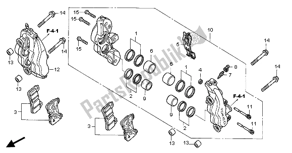 Todas as partes de Pinça De Freio Dianteiro do Honda CBR 600 RR 2005