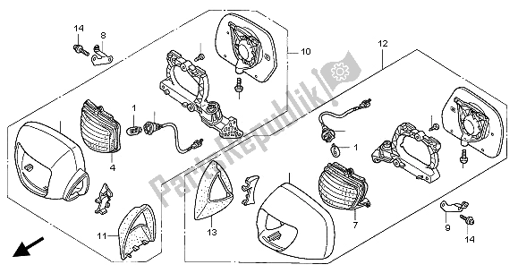 All parts for the Front Winker & Mirror of the Honda GL 1800A 2002