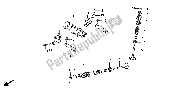 Todas las partes para árbol De Levas Y Válvula de Honda CBR 125 RS 2005