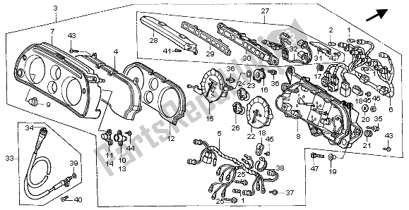 All parts for the Meter (mph) of the Honda ST 1100 1999