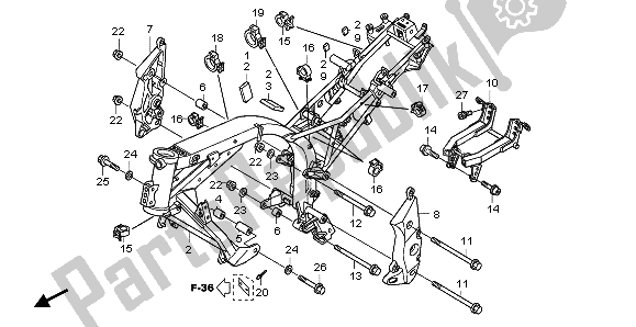 All parts for the Frame Body of the Honda CBF 1000T 2007