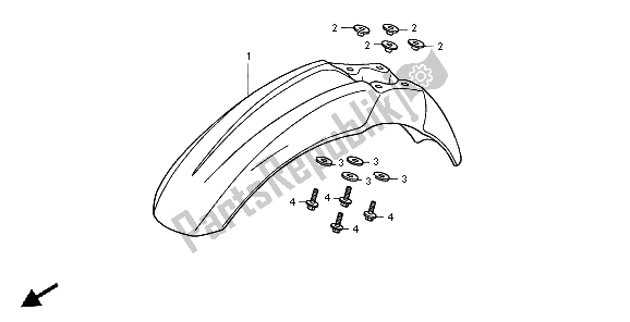 Tutte le parti per il Parafango Anteriore del Honda XR 400R 1996